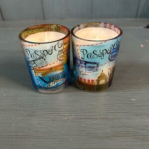 Passport Decorative Travel Votive Candles - Blue & Multicolor